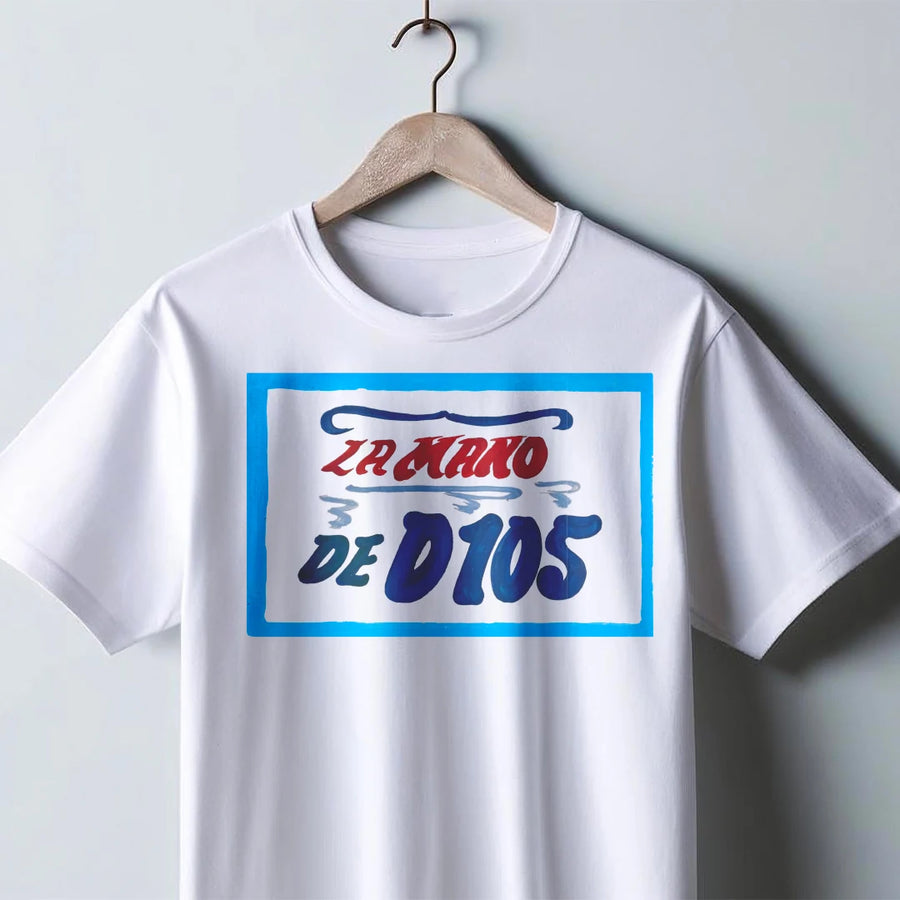T-shirt La Mano de Dios colore bianca - Numeraio Pasquale