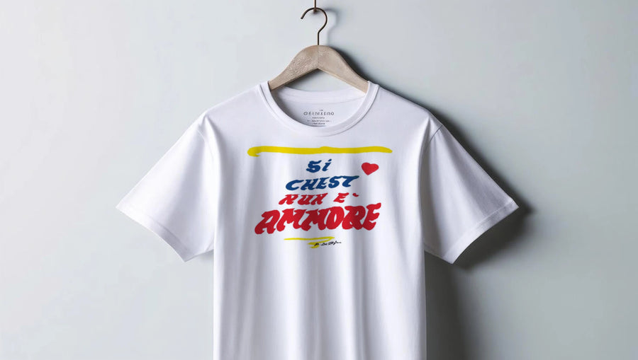 T-shirt E si chest nun è ammore colore bianca - Numeraio Pasquale