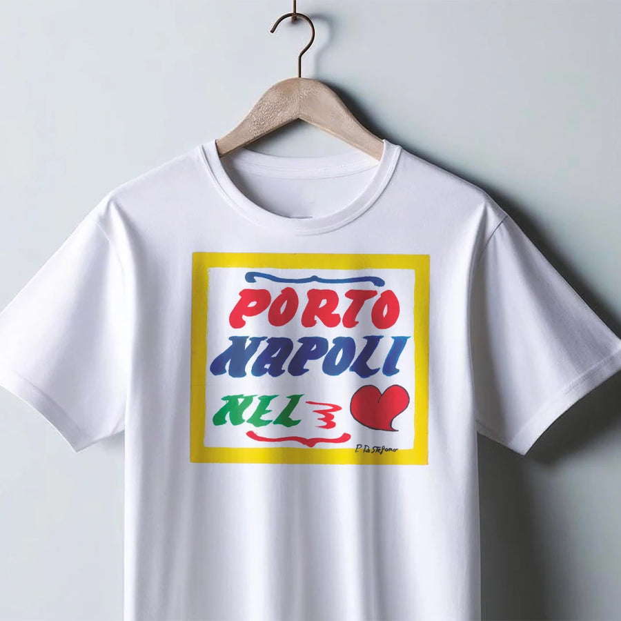 T-shirt Porto Napoli nel cuore colore bianca - Numeraio Pasquale